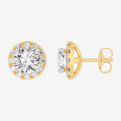 (H-I / SI1-SI2) 3 1/2 CT. T.W Lab Grown White Diamond 14K Gold 7.4mm Round Stud Earrings