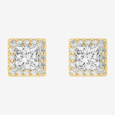 (H-I / SI1-SI2) 5 CT. T.W. Lab Grown Princess Cut White Diamond 14K Gold 7.3mm Stud Earrings