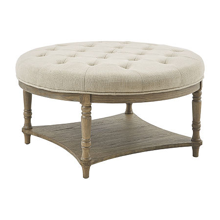 Martha Stewart Cedric Upholstered Ottoman, One Size, Beige