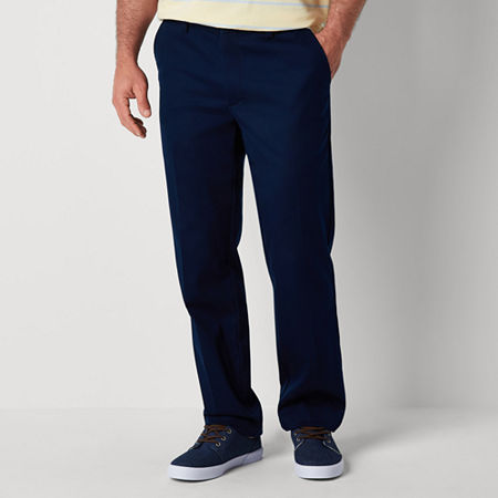 St. John's Bay Universal Wrinkle Free Easy Care Mens Classic Fit Flat Front Pant, 40 34, Blue