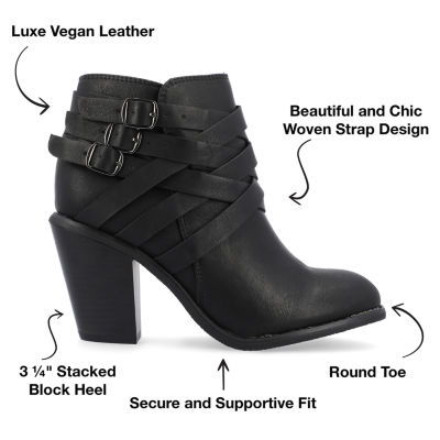 Journee Collection Womens Strap Stacked Heel Booties