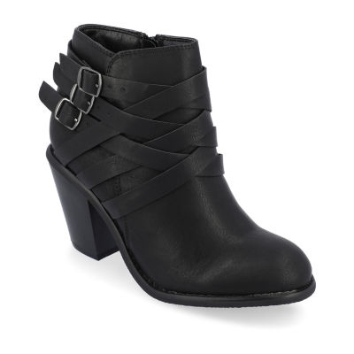 Journee Collection Womens Strap Stacked Heel Booties