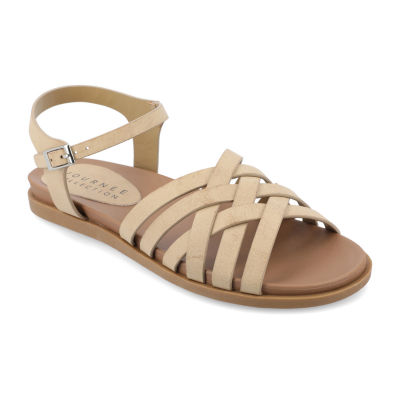 Journee Collection Womens Kimmie Ankle Strap Flat Sandals