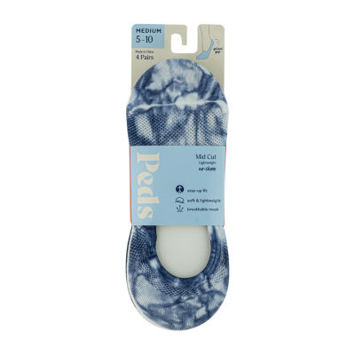 Peds Mid Cut 4 Pair Multi-Pack Breathable Liner Socks - Womens