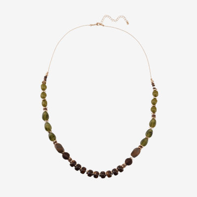 Mixit Gold Tone Inch Link Beaded Necklace