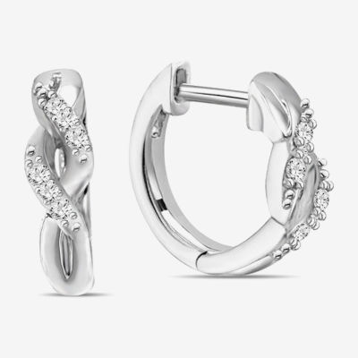 1/10 CT. T.W. Natural White Diamond Sterling Silver 12.9mm Hoop Earrings