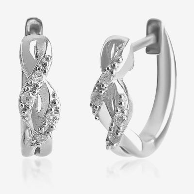 1/10 CT. T.W. Natural White Diamond Sterling Silver 12.9mm Round Hoop Earrings