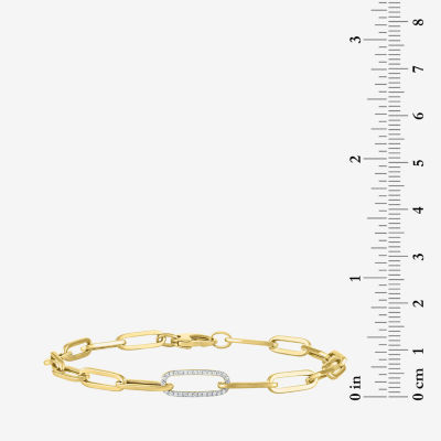 Diamond Addiction (G-H / Si2-I1) 10K Gold 8 Inch Hollow Paperclip Chain Bracelet