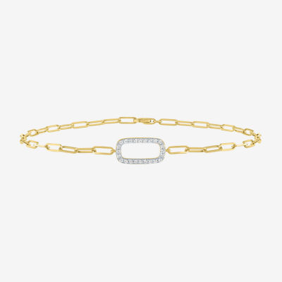 1/10 Ct.T.W. Diamond (G-H / Si2-I1) Womens 10K Gold 8 Inch Paperclip Chain Bracelet