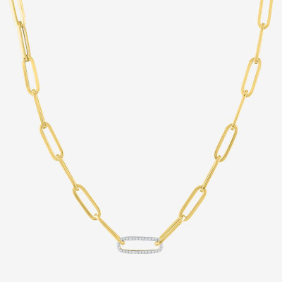 Diamond Addiction (G-H / Si2-I1) Womens 1/10 CT. T.W. Lab Grown White Diamond 10K Gold Paperclip Pendant Necklaces