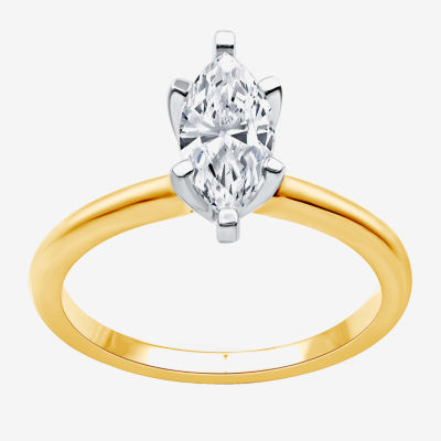(G / Si1-Si2) Womens 1 CT. T.W. Lab Grown White Diamond 14K Gold Marquise Solitaire Engagement Ring