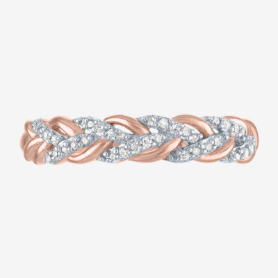 (G-H / Si2-I1) Womens 1/10 CT. T.W. Lab Grown White Diamond 10K Rose Gold Wedding Band