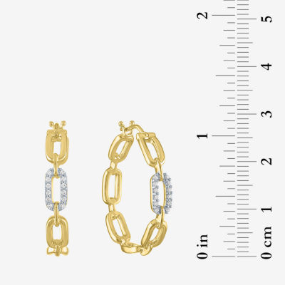 Diamond Addiction (G-H / Si2-I1) 1/10 CT. T.W. Lab Grown White Diamond 14K Gold Over Silver 1 Inch Paperclip Hoop Earrings