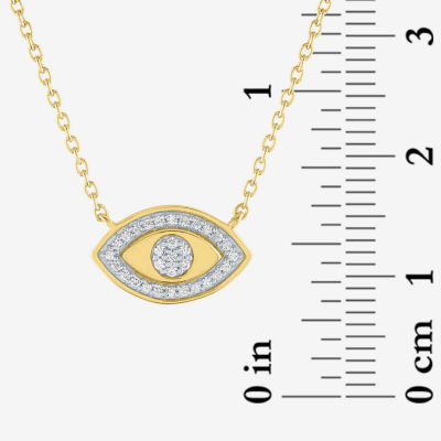 Diamond Addiction (G-H / Si2-I1) Womens 1/10 CT. T.W. Lab Grown White Diamond 14K Gold Over Silver Evil Eye Pendant Necklace