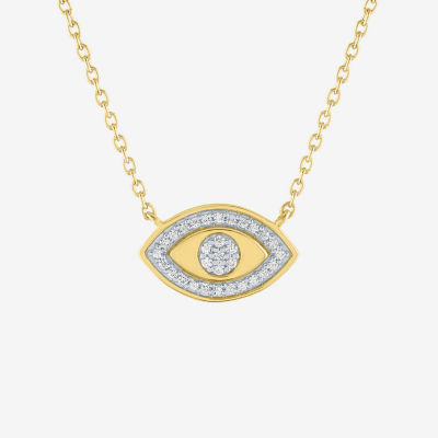 Diamond Addiction (G-H / Si2-I1) Womens 1/10 CT. T.W. Lab Grown White Diamond 14K Gold Over Silver Evil Eye Pendant Necklace