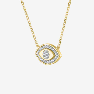 Diamond Addiction (G-H / Si2-I1) Womens 1/10 CT. T.W. Lab Grown White Diamond 14K Gold Over Silver Evil Eye Pendant Necklace