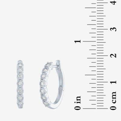 (G-H / I1-I2) 1/4 CT. T.W. Lab Grown White Diamond Sterling Silver 20mm Hoop Earrings