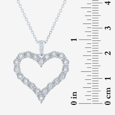 G-H / I1-I2) Womens 1/ CT. T.W. Lab Grown White Diamond Sterling Silver Heart Pendant Necklace