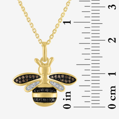 Bee Womens 1/10 CT. T.W. Natural Black Diamond 14K Gold Over Silver Sterling Silver Pendant Necklace