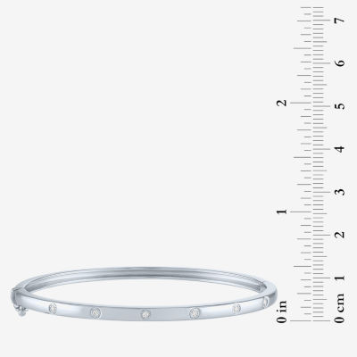 Diamond Addiction (G-H / I1-I2) 1/10 CT. T.W. Lab Grown White Sterling Silver or 14K Gold Over Bangle Bracelet