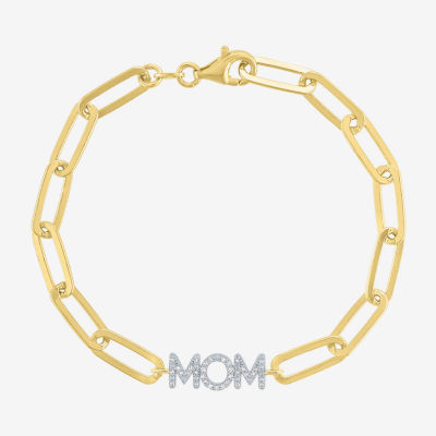 Diamond Addiction "Mom" (G-H / I1-I2) Womens 1/10 CT. T.W. Lab Grown White Diamond 14K Gold Over Silver Pendant Necklace