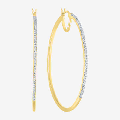 (G-H / I1-I2) Womens 1/2 CT. T.W. Lab Grown White Diamond 14K Gold Over Silver Sterling Silver 51mm Hoop Earrings