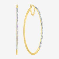 (G-H / I1-I2) 1/2 CT. T.W. Lab Grown White Diamond 14K Gold Over Silver Sterling Silver 51mm Hoop Earrings, One Size