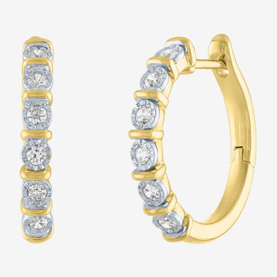 (G-H / I1-I2) 1/4 CT. T.W. Lab Grown White Diamond 14K Gold Over Silver 20mm Hoop Earrings