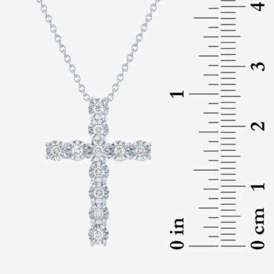 (G-H / I1-I2) Womens 1/4 CT. T.W. Lab Grown White Diamond Sterling Silver Cross Pendant Necklace