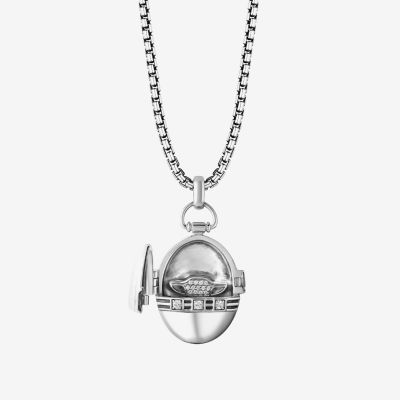 Star Wars Fine Jewelry Grogu Womens White Diamond Sterling Silver 17 1/2 Inch Locket Necklace