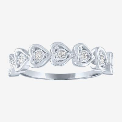 (G-H / Si2-I1) 1/10 CT. T.W. Lab Grown White Diamond Sterling Silver Heart Band