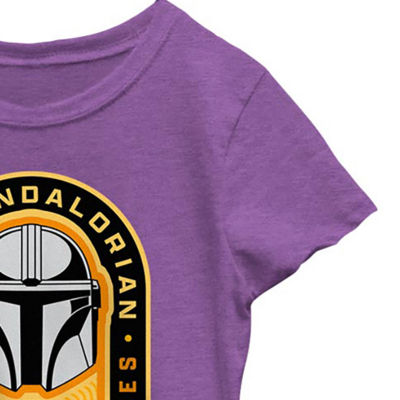 The Mandalorian Little & Big Kid Girls Crew Neck Short Sleeve Regular Fit Star Wars Graphic T-Shirt