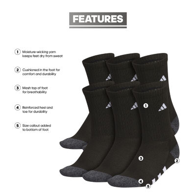 adidas 6 Pair Crew Socks Boys