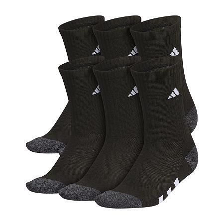 adidas 6 Pair Crew Socks Boys, Large, Black