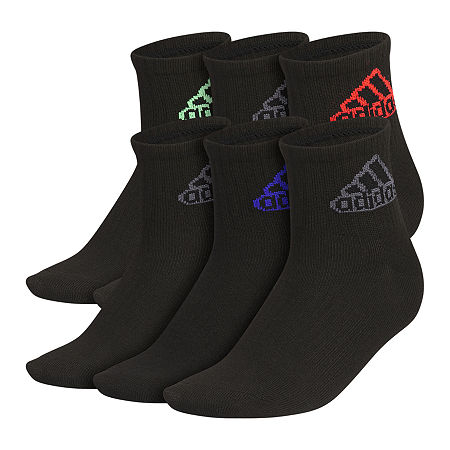 adidas 6 Pair Quarter Ankle Socks Boys, Medium, Black