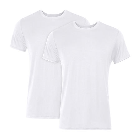 Hanes Originals Supersoft Mens 2 Pack Short Sleeve Crew Neck Moisture Wicking T-Shirt, Large, White