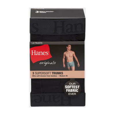 Hanes Originals Supersoft Mens 3 Pack Trunks