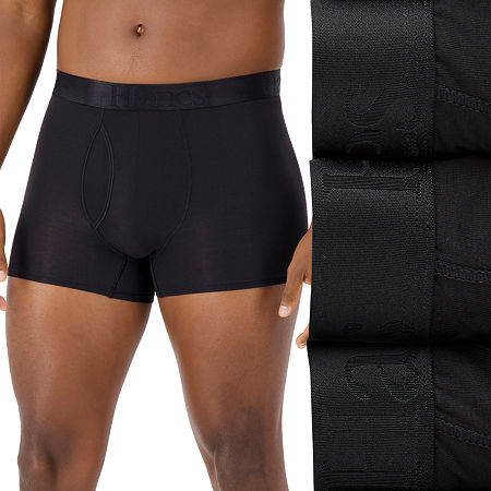 Hanes Originals Supersoft Mens 3 Pack Trunks, Small, Black