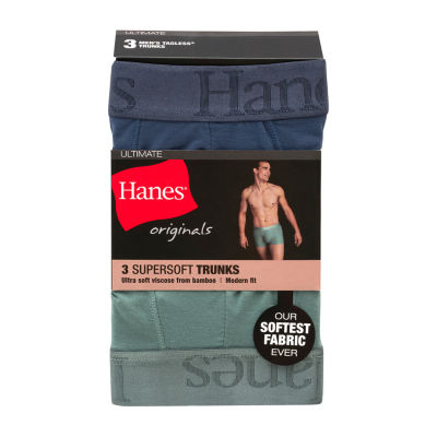 Hanes Originals Supersoft Mens 3 Pack Trunks