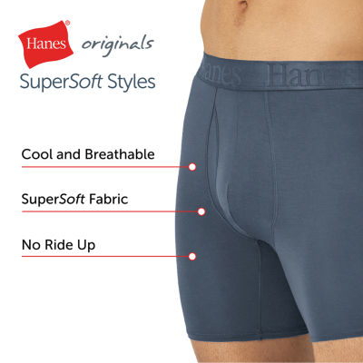 Hanes Originals Supersoft Mens 3 Pack Boxer Briefs