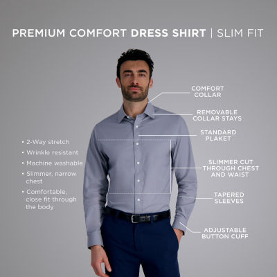 Haggar Mens Slim Fit Easy Care Long Sleeve Dress Shirt