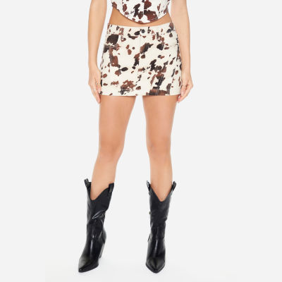 Forever 21 Cow Print Womens Mid Rise A-Line Skirt-Juniors
