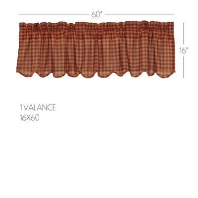 Vhc Brands Country Check Rod Pocket Scallop Valance