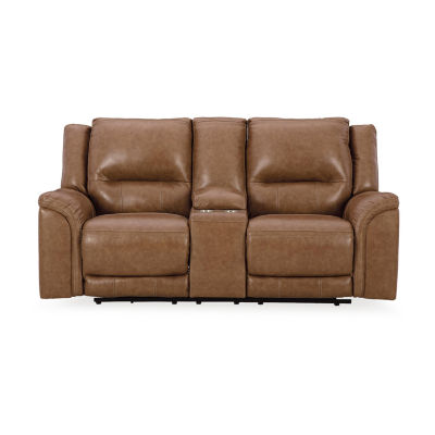 Signature Design By Ashley® Trasimeno Dual Power Leather Reclining Loveseat with Console