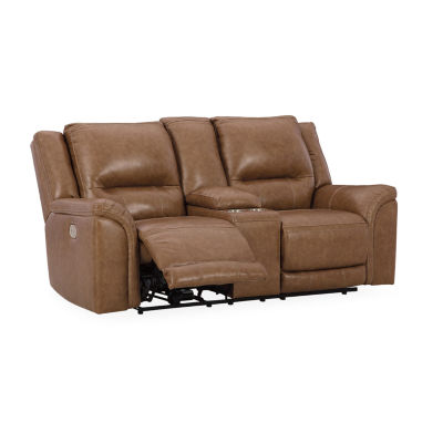 Signature Design By Ashley® Trasimeno Dual Power Leather Reclining Loveseat with Console