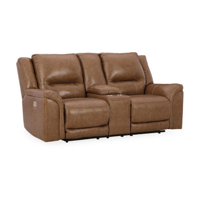 Signature Design By Ashley® Trasimeno Dual Power Leather Reclining Loveseat with Console