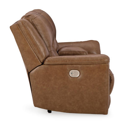 Signature Design By Ashley® Trasimeno Dual Power Leather Reclining Loveseat with Console