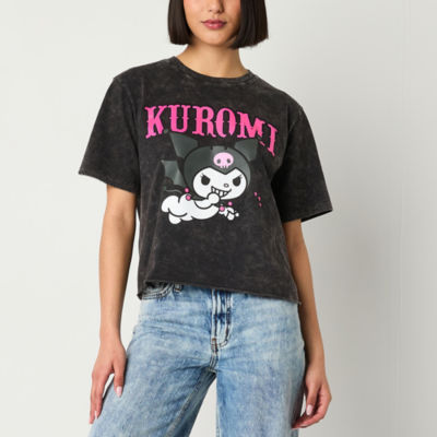 Juniors Kuromi Womens Crew Neck Short Sleeve Hello Kitty Graphic T-Shirt