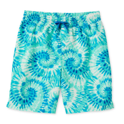 Thereabouts Little & Big Boys Above The Knee Boxer Brief Lined Tie Dye Swim Trunks