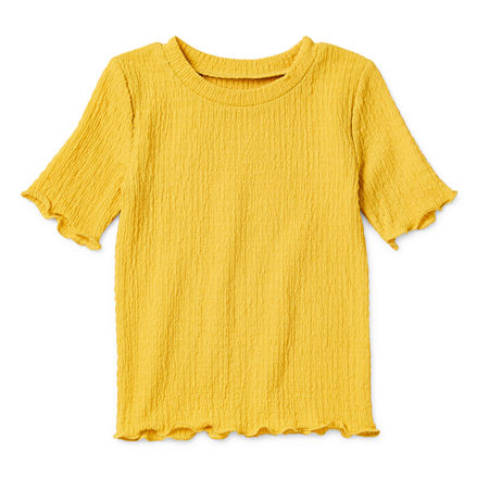 Okie Dokie Toddler & Little Girls Round Neck Short Sleeve T-Shirt, 12 Months, Yellow